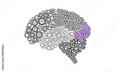 Occipital Lobe of Human brain illustration with Gear icon photo
