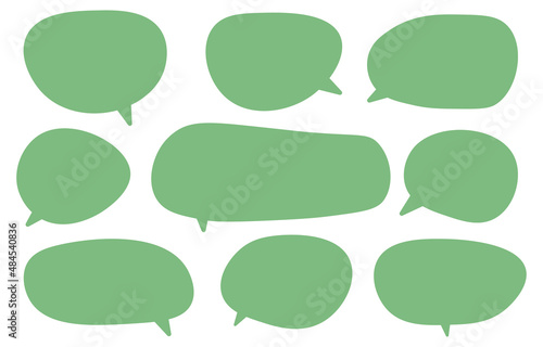 Set green speech bubbles on white background.chat vector and doodle message or communication icon Cloud speaking for comics and minimal message dialog