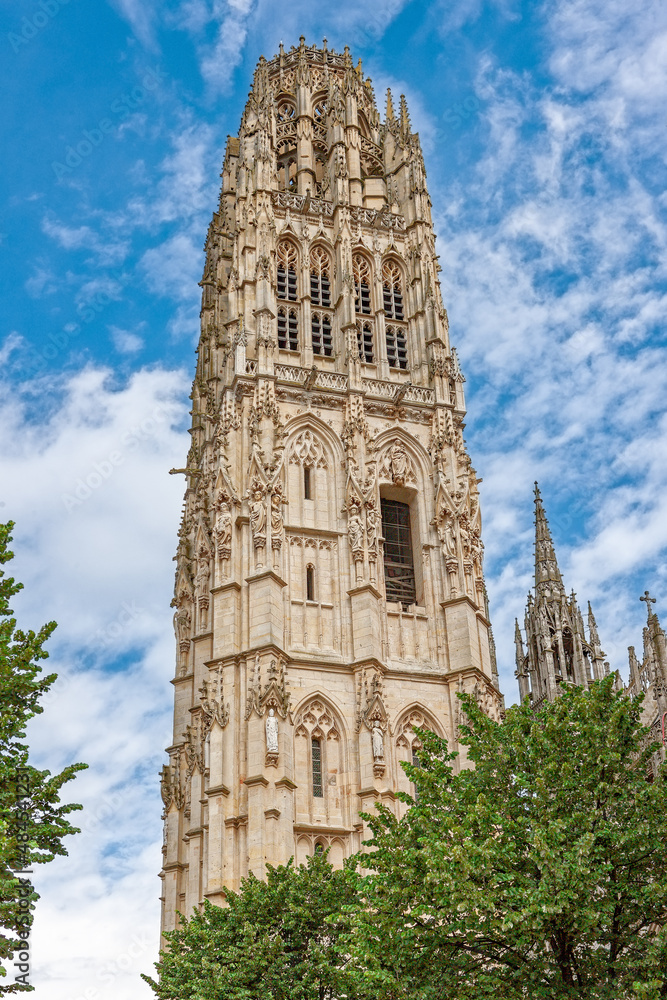 Rouen Cathedral Oil Tower. The Gothic Style Cathedral of Rouen, Notre-Dame de l'Assomption Cathedral, Rouen, Normandy, France