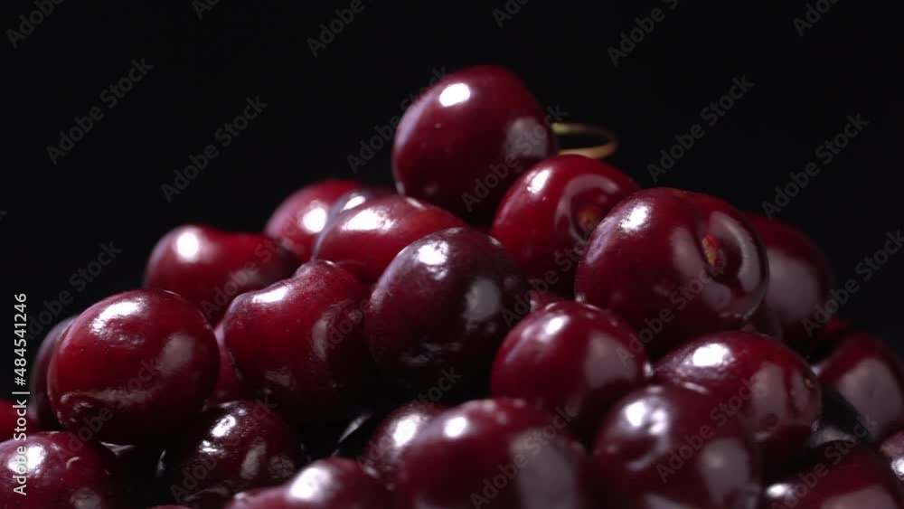 Fresh juicy red cherries rotation Fresh juicy red cherries rotation