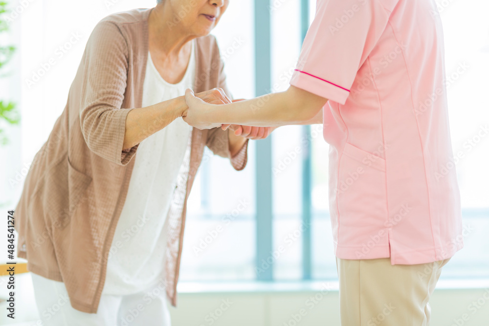 Obraz premium シニア女性と介護士