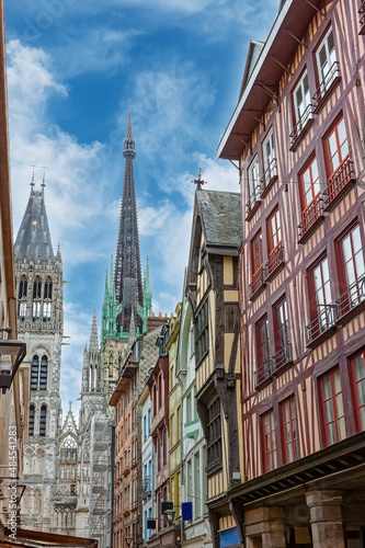Traditional half-timbered houses in the old town of Rouen  France