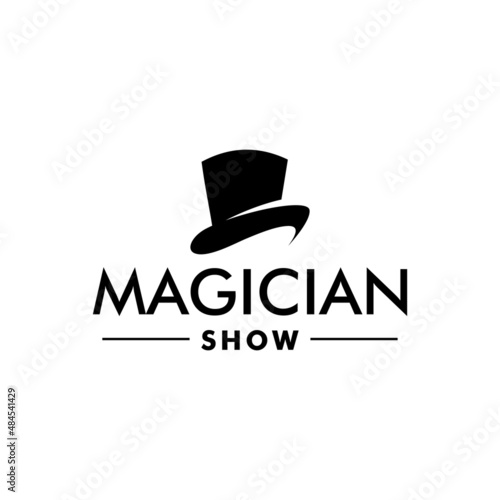 A Simple magician hat logo icon vector. black hat magic hipster logo symbol icon vector graphic design illustration idea creative