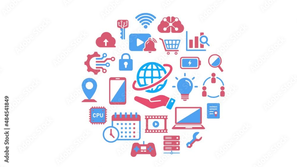 Technology (business, network etc. ) icons pop-up animation (4K) Technology (business, network etc. ) icons pop-up animation (4K)