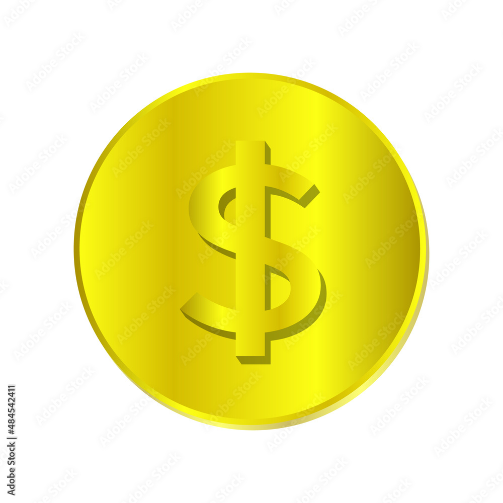Golden dollar icon for illustration element. Shiny dollar money icon symbol Golden dollar icon for illustration element. Shiny dollar money icon symbol