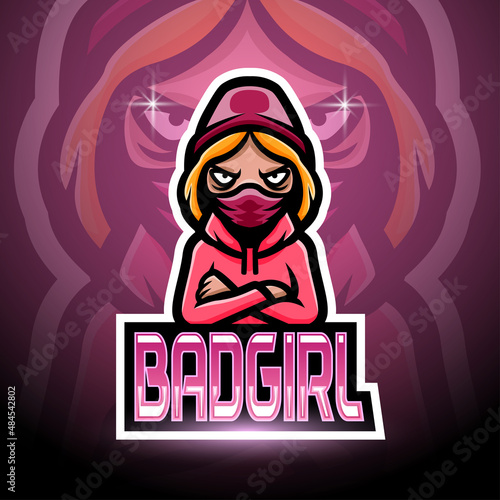 Bad girl esport logo mascot design