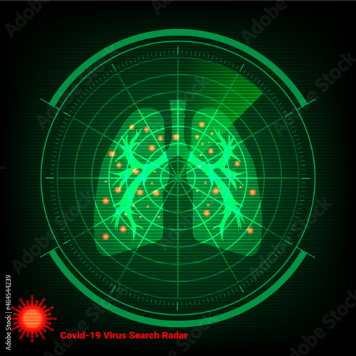 radar screen  covid-19 attack in human lungs 