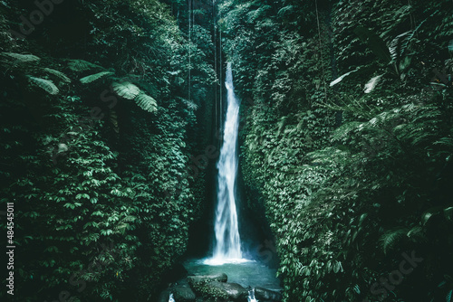 Amazing waterfall Leke-Leke near Ubud in Bali, Indonesia. Secret Bali jungle Waterfall
