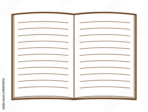 開いた罫線の引いてあるノートのイラスト