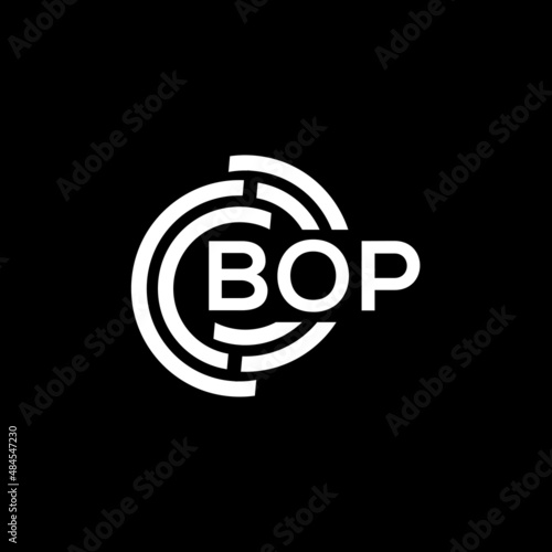 BOP letter logo design on black background. BOP creative initials letter logo concept. BOP letter design.