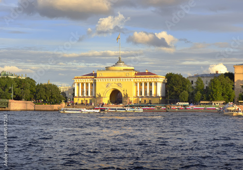 Admiralteyskaya embankment of the Neva river. Spiridon Church of the Admiralty i photo