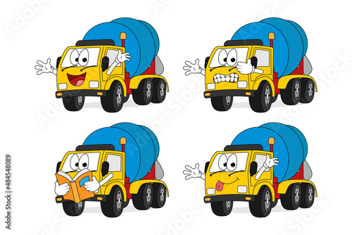 cute cement truck cartoon character 