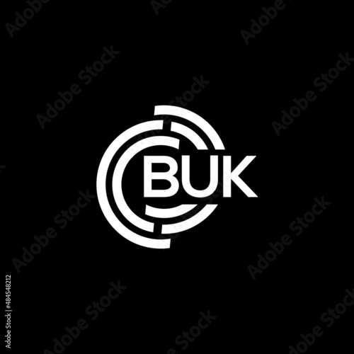 BUK letter logo design on black background. BUK creative initials letter logo concept. BUK letter design.