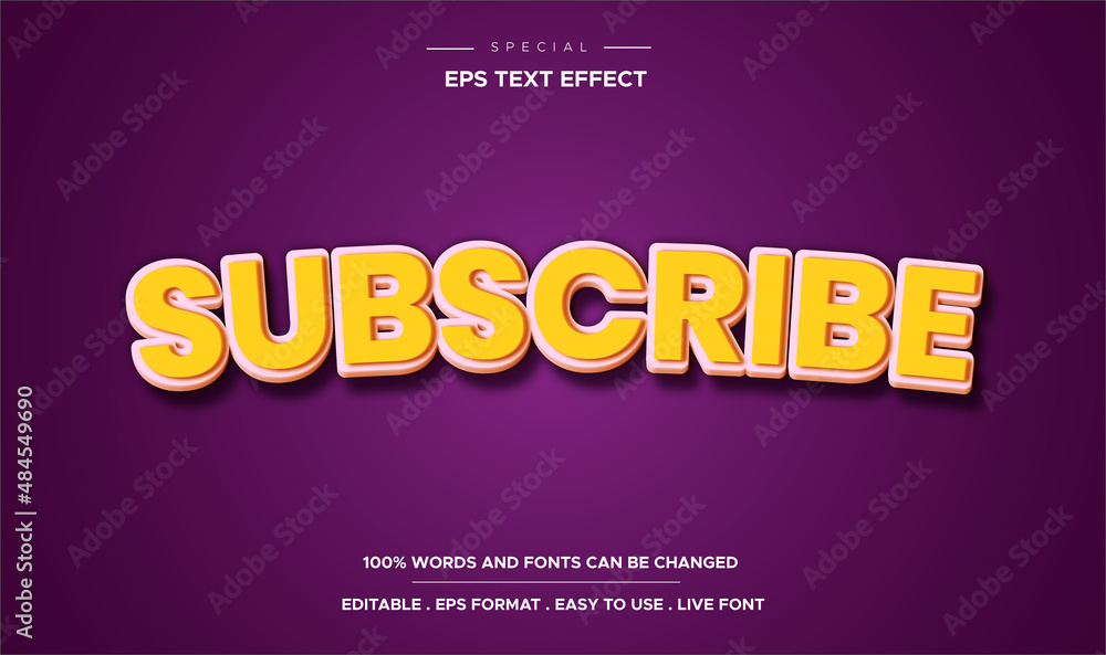 Text style 3d effect subscribe bold mockup