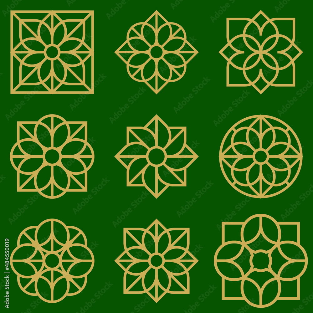 Simple Islamic ornament vector group. Best for element your design template.. set of vector icons of plants Simple Islamic ornament vector group. Best for element your design template.. set of vector icons of plants