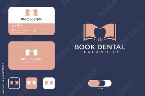 Book with dental logo design and business card
