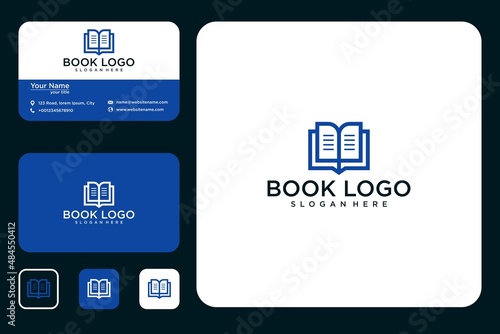 Modern book logo design and business card