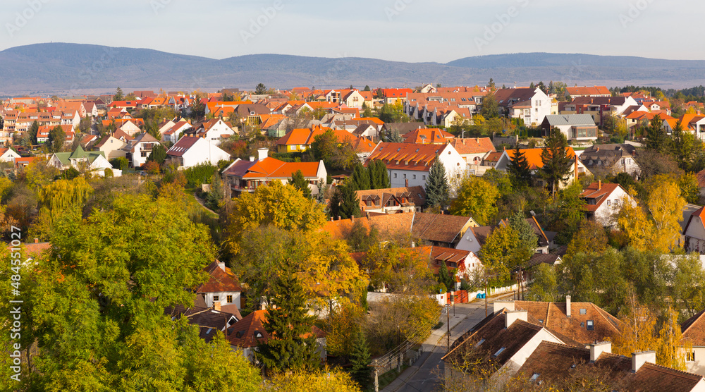 Panoramic view of the city of Veszprem in good weather