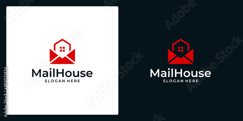 Envelope design with house home building logo vector icon design illustration. Mail icon. Email icon. Letter. Mailbox. Contact form
