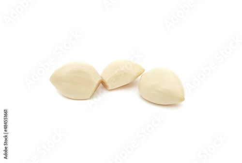 Spicy White Garlic Head with medicinal properties as herbs isolated on white background.