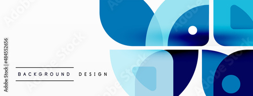 Colorful minimal geometric abstract background. Triangle shape with round elements, circles. Trendy techno business template for wallpaper, banner, background or landing