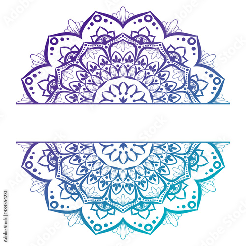 Beautiful half mandala. Vintage decorative element. Ethnic round ornament. 
