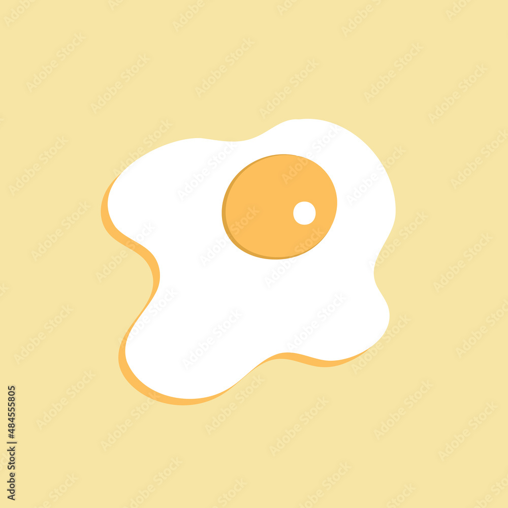 Fried egg in cartoon style. Hand-drawn vector illustration on a yellow isolated background. Cute clipart. Fried egg in cartoon style. Hand-drawn vector illustration on a yellow isolated background. Cute clipart.