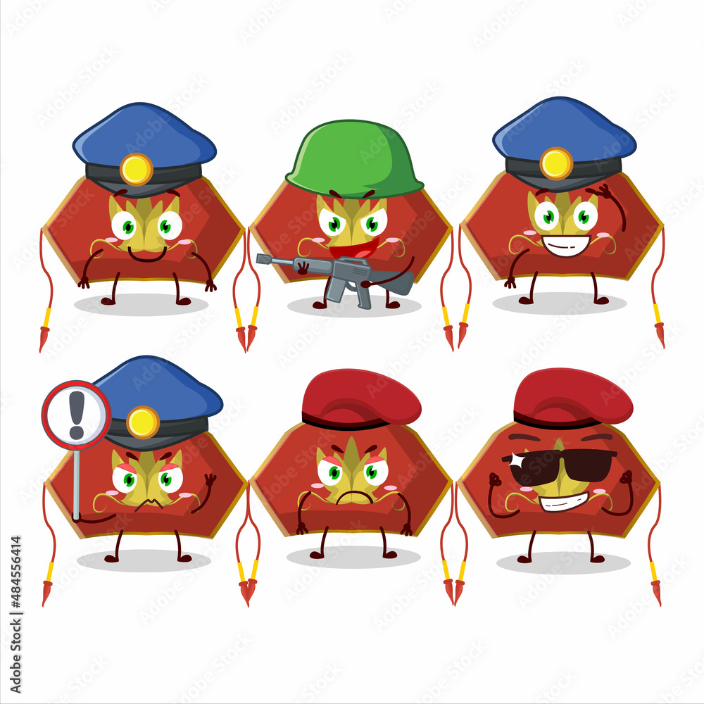 A dedicated Police officer of red chinese woman hat mascot design style A dedicated Police officer of red chinese woman hat mascot design style
