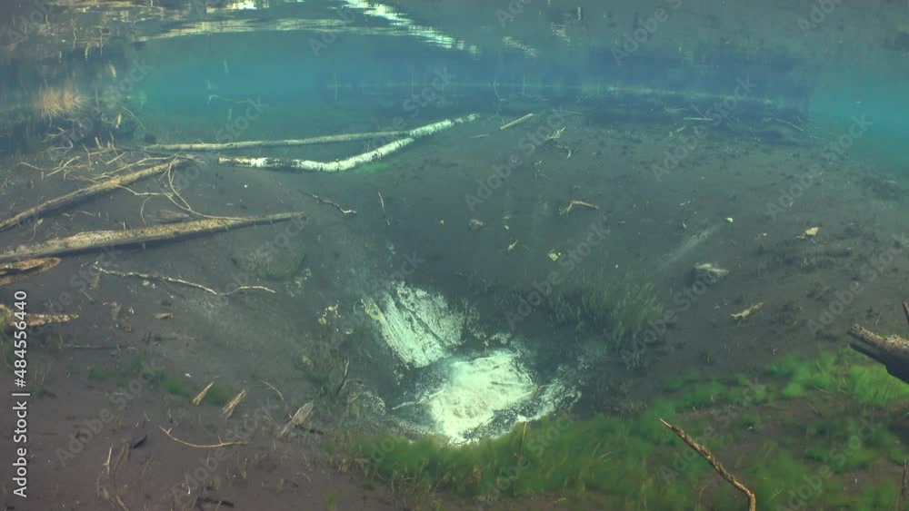 Underwater spring on lake bottom. Underwater spring on lake bottom.