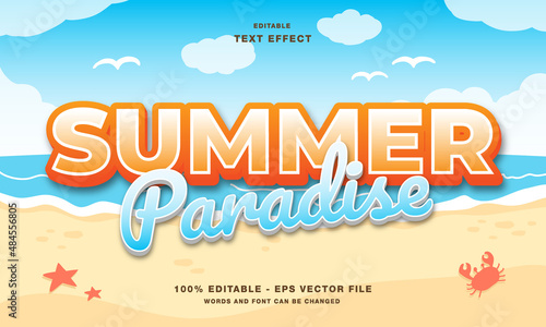 Summer Paradise Vector text effect. EPS10 Editable Text Effect design summer theme