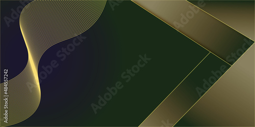 Vector background dynamic abtract dark blue ,green and golden linght background with gold line. background abstract modern design. luxurious dark navy blue with overlap layer background. elegant moder photo