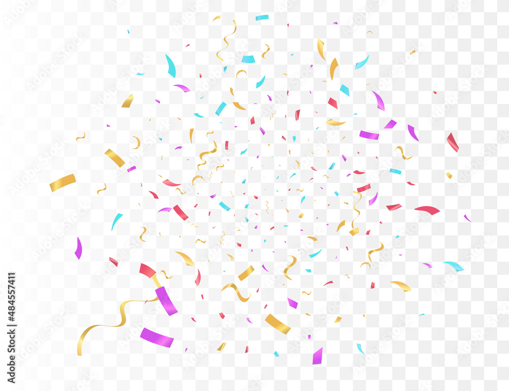 Confetti burst explosion On Transparent Background Color flying ribbons and streamers. Birthday party vector background Confetti burst explosion On Transparent Background Color flying ribbons and streamers. Birthday party vector background