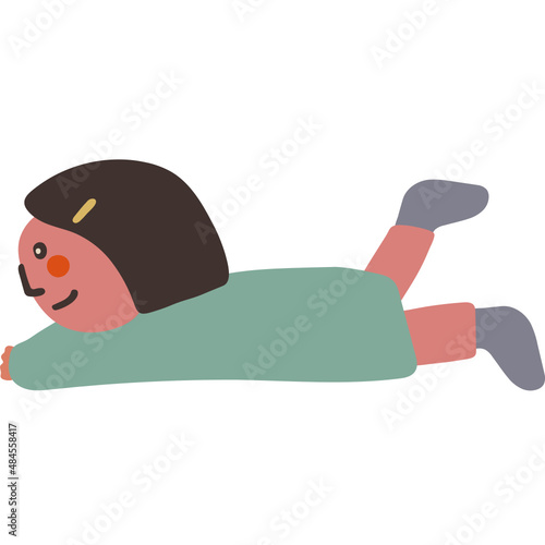 Lay down girl flat illustration vector illustration in flat color design