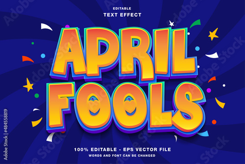 April Fools Cartoon 3D Editable Text Effect