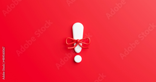 Schilderij op canvas Red notification reminder icon chat message of attention alert alarm notice sign or tie bow social button important caution symbol and warning urgent exclamation help isolated on 3d danger background