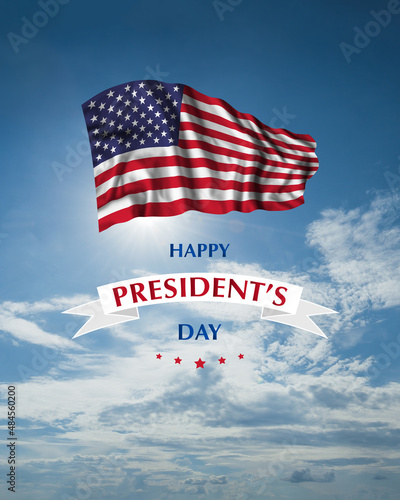 Valokuva Presidents day card with US flag