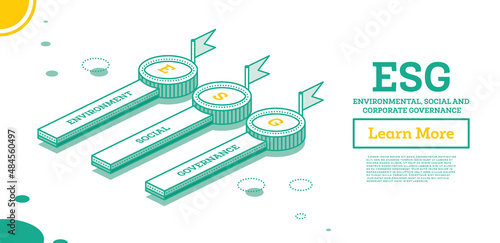 ESG Concept of Environmental, Social and Governance. Infographic Element with Three Elements.