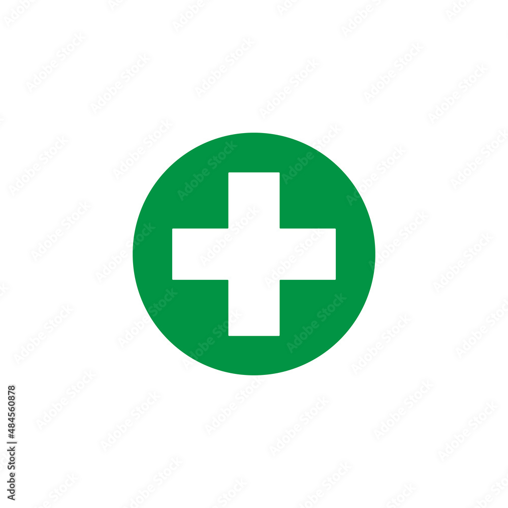 The universal first aid symbol. Medical pharmacy flat vector icon isolated on white background The universal first aid symbol. Medical pharmacy flat vector icon isolated on white background