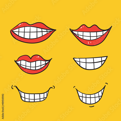 hand drawn doodle smile and teeth illustration icon isolated