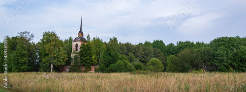 abandoned Orthodox church in the forest, landscape