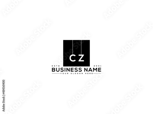 CZ Letter Logo, Abstract Cz c z initial monogram letter logo design on square logo and background