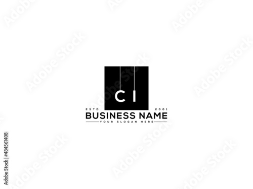 CI Letter Logo, Abstract Ci c i initial monogram letter logo design on square logo and background