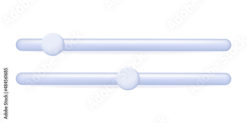 3d slider bar, vector illustration. Scrollbar volume, brightness. Panel switch control. Concept toggle scroll. User interface, play two button. Horizontal drag shape, level, scale, fader. Loading bar 