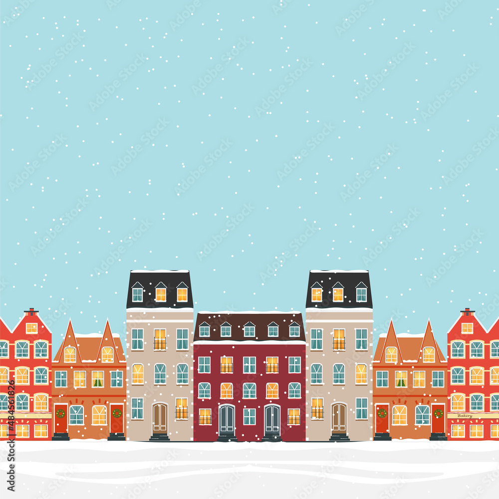 Colorful Scandinavian houses in winter Colorful Scandinavian houses in winter