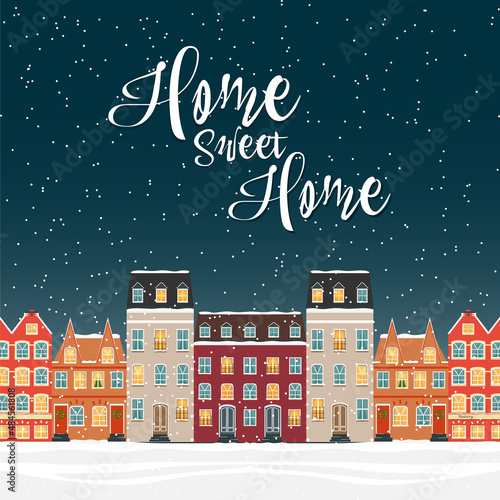Colorful Scandinavian houses in winter