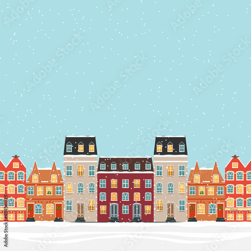 Colorful Scandinavian houses in winter