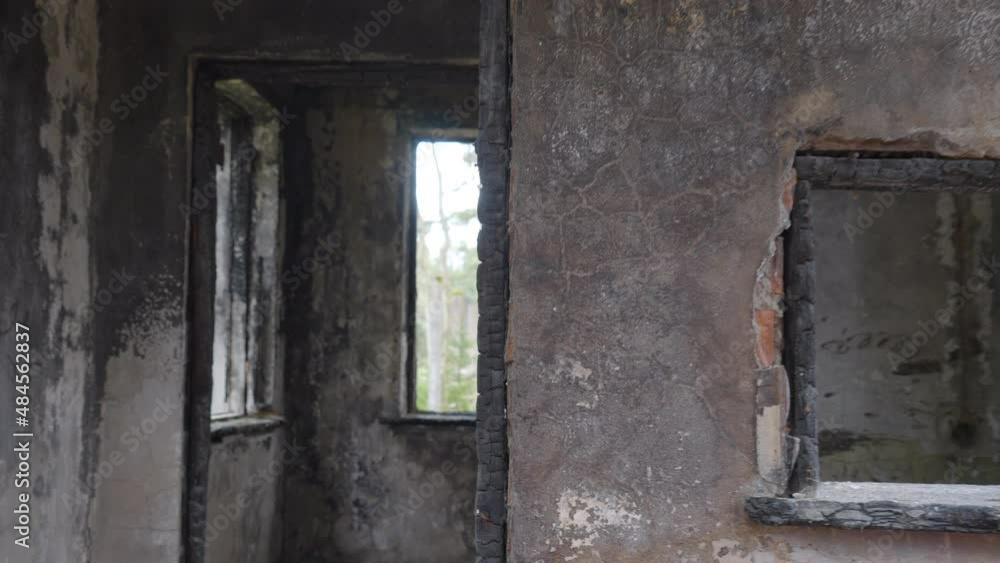 The burnt door jam of an old house that has been abandoned in Estonia
