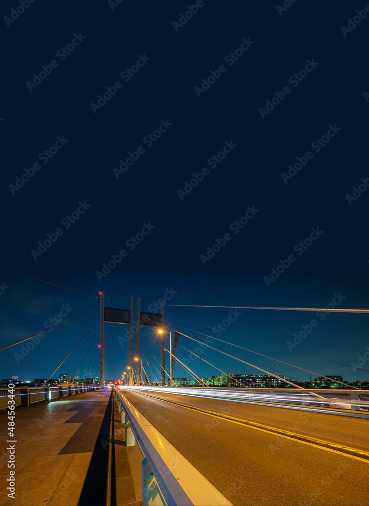 橋　多摩川の橋　夜景　夕景　ブルー　是政橋　これまさばし