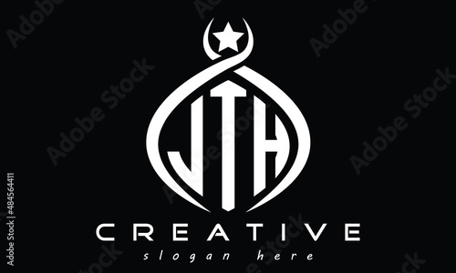 JIH three letters monogram curved oval initial logo design, geometric minimalist creative logo, vector template