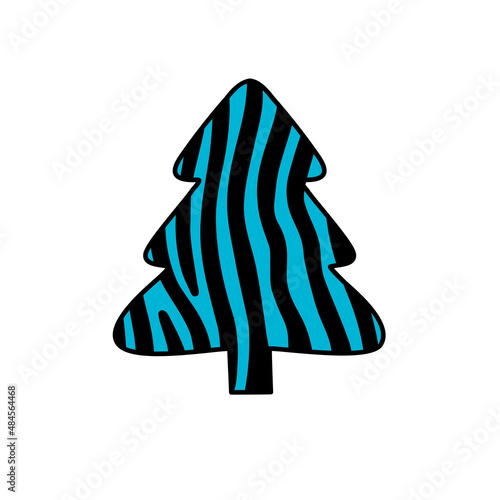 Christmas trees with tiger print. Collection of Christmas tree with tiger pattern. Colorful illustration of New Year design for banner, postcard, greeting card. Vector illustration.
